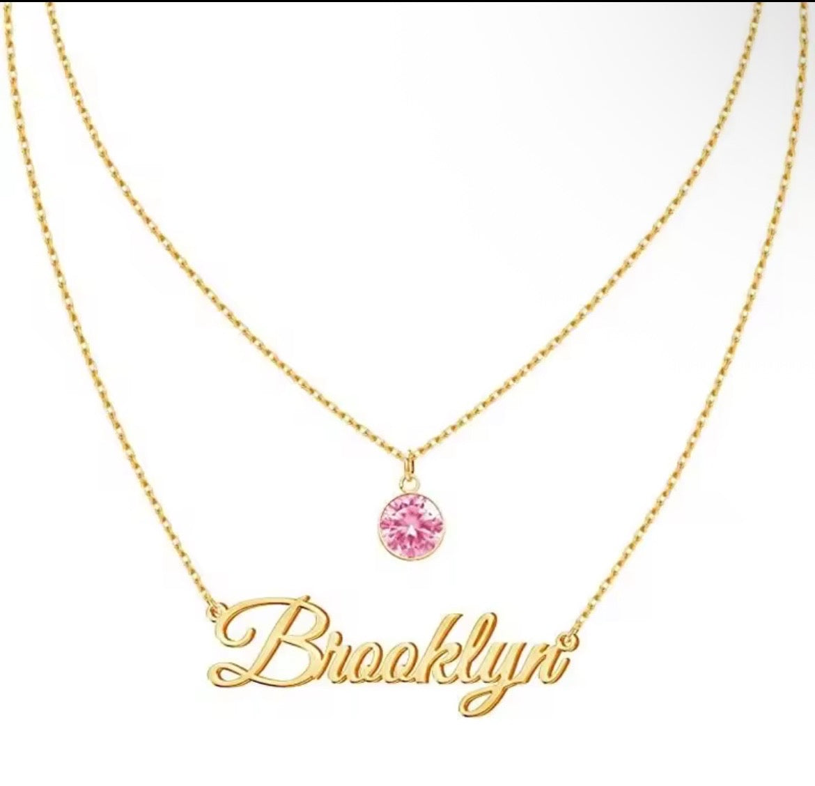 Birthstone Name Necklace
