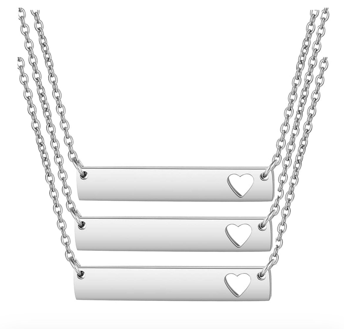 Engravable Heart Bar Necklace