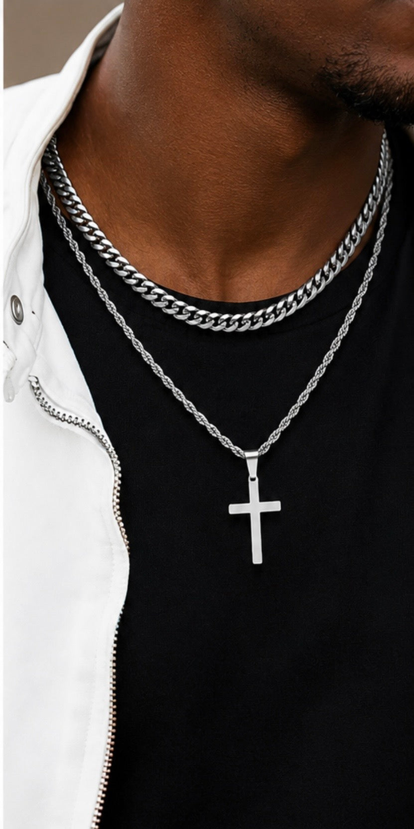 Cuban Cross Necklace Set
