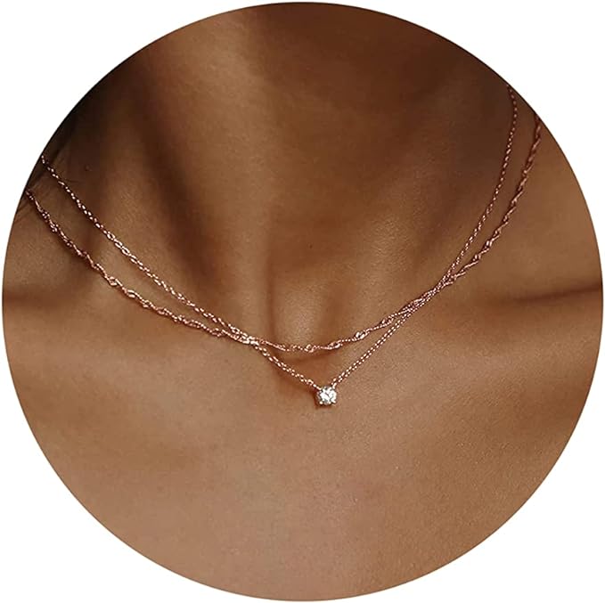 Dainty Layered Chain and CZ Diamond