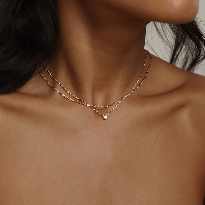 Dainty Layered Chain and CZ Diamond
