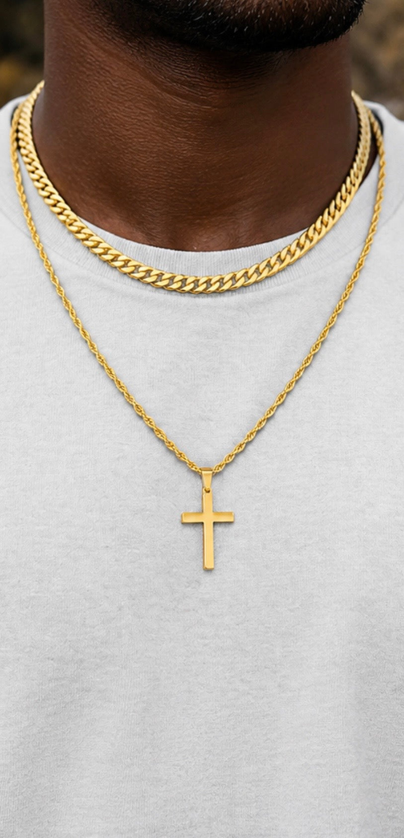 Cuban Cross Necklace Set