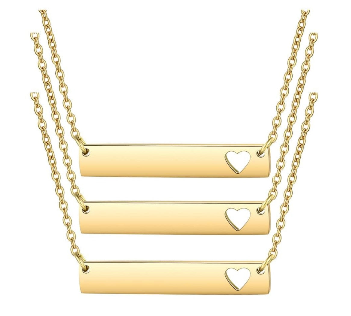 Engravable Heart Bar Necklace
