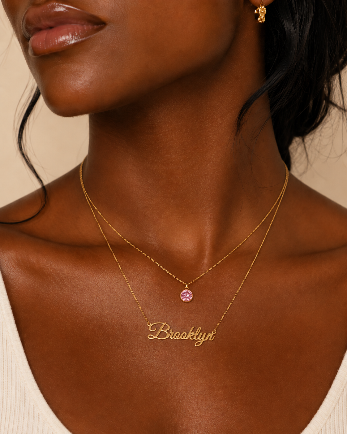 Birthstone Name Necklace