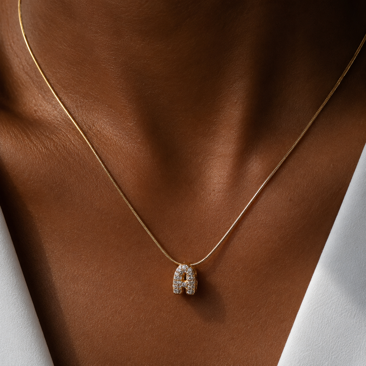 Pave' Bubble Initial Necklace