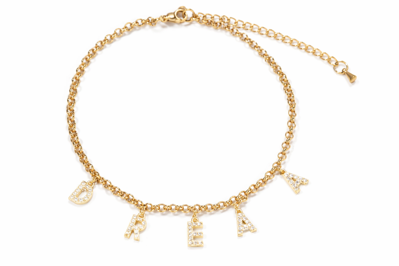 Crystal Letter Name Anklet
