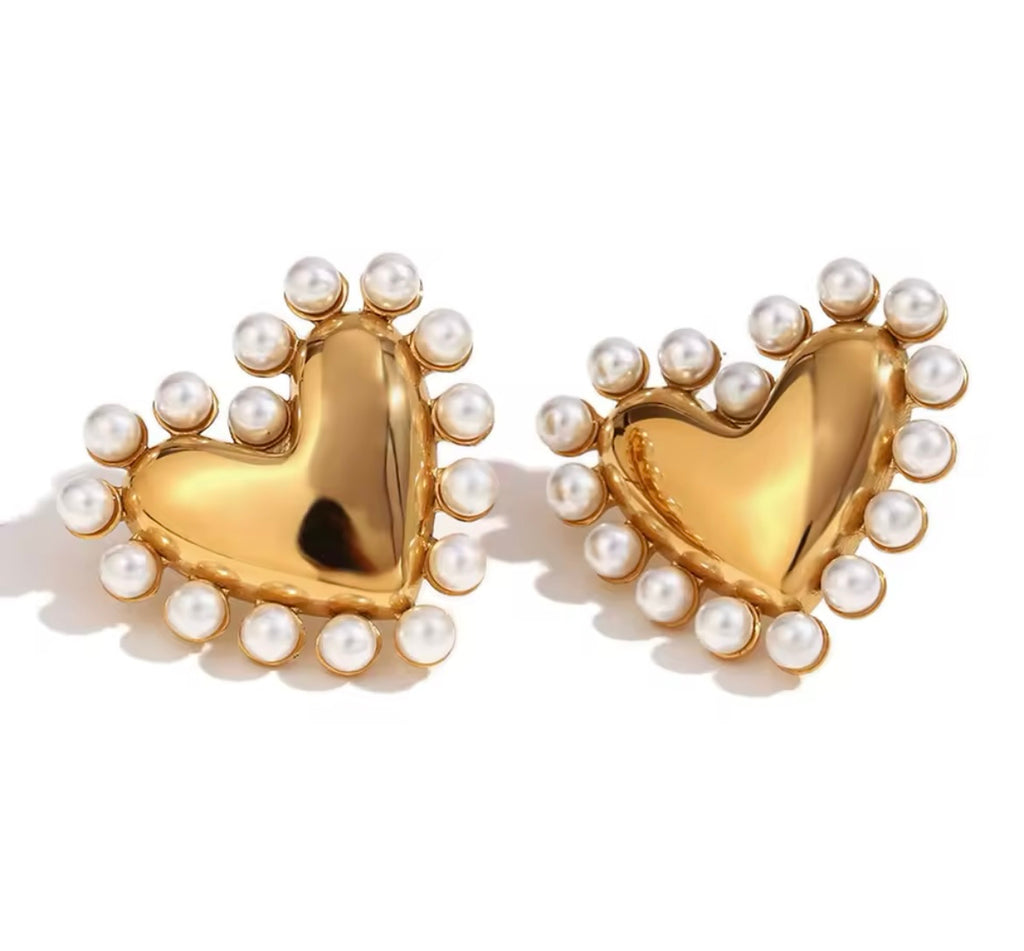 Heart Pearl Earrings