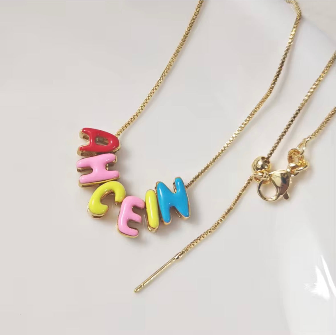 Enamel Bubble Name Necklace