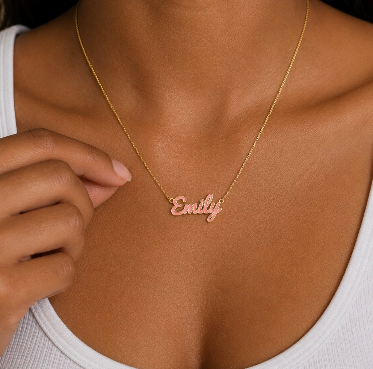 Enamel Name Necklace