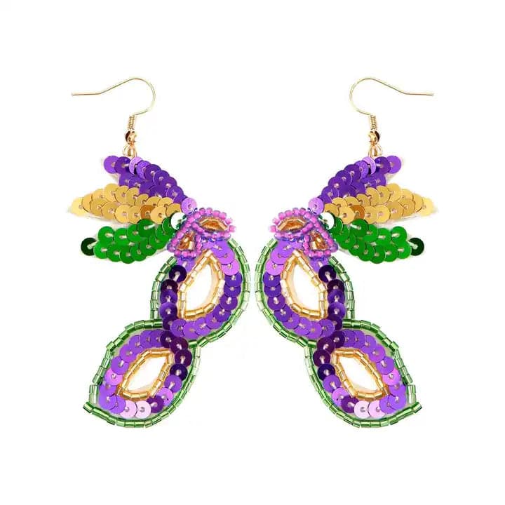 Beaded Mardi Gras Earrings