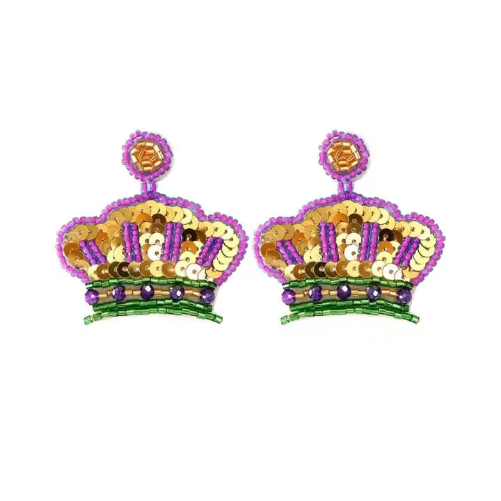 Beaded Mardi Gras Earrings