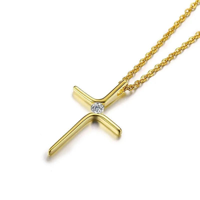 Stone Cross Pendant Necklace