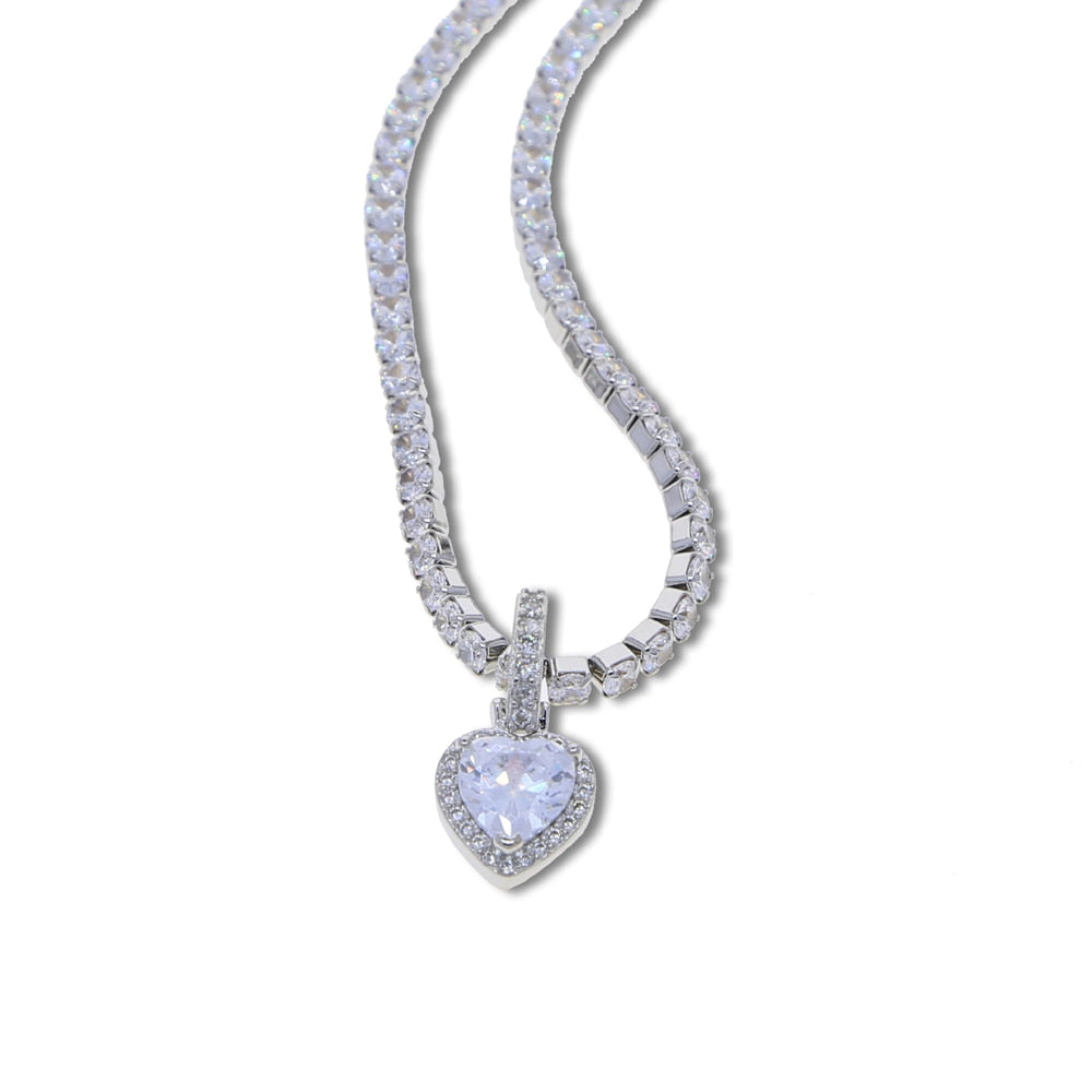 Halo Heart Pendant Necklace