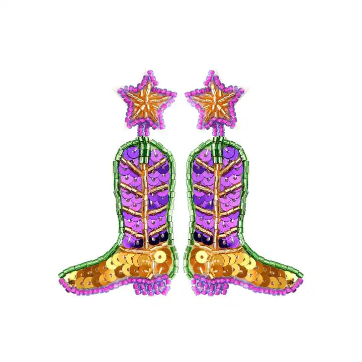 Beaded Mardi Gras Earrings