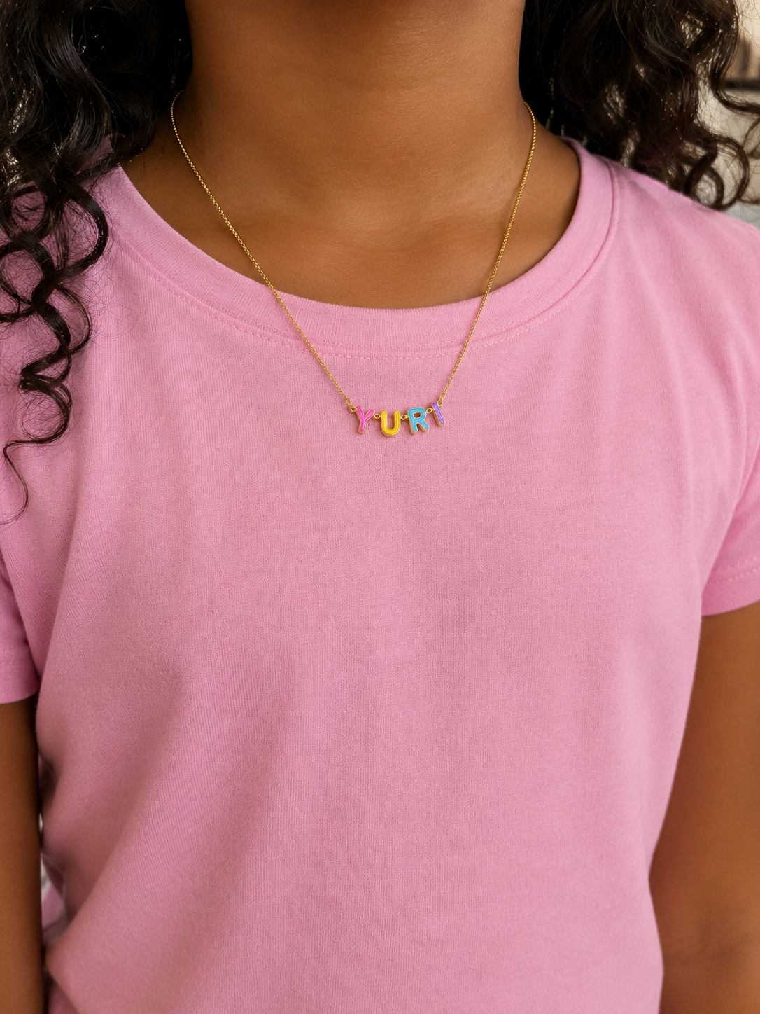 Enamel Bubble Name Necklace