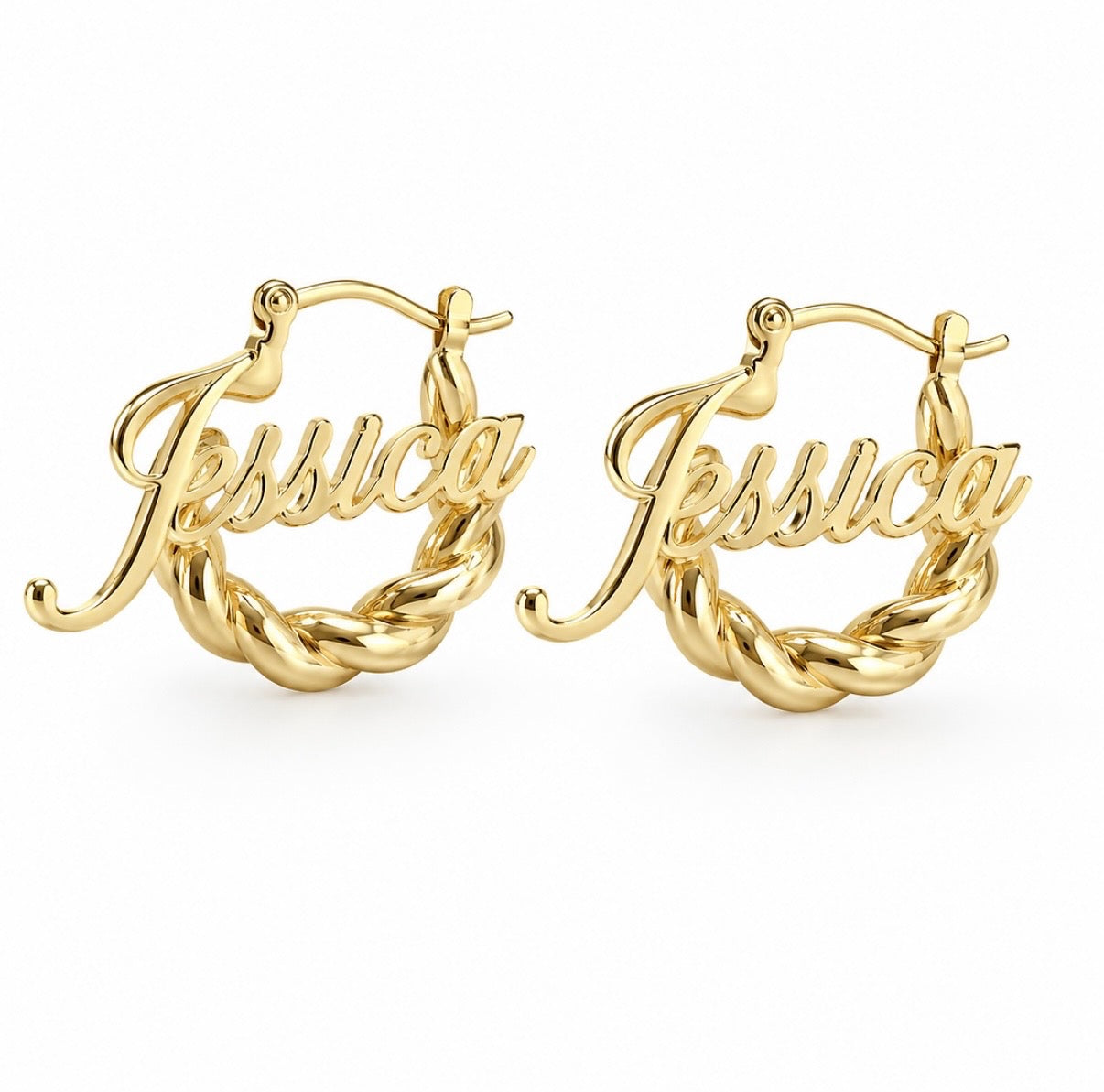 Girl's Twisted Hoop Name Earrings