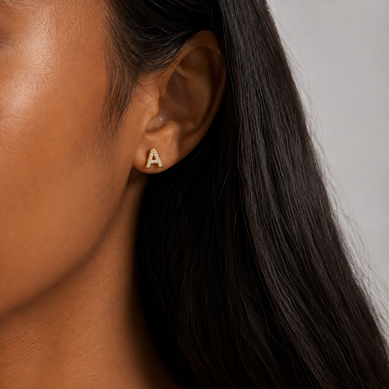 MINI-Initial Crystal Earrings