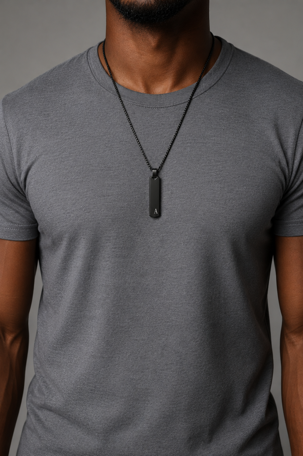 Engraved Vertical Bar Necklace for Men