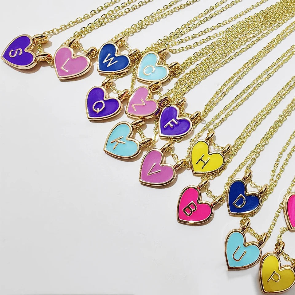 Colorful Enamel Initial Necklace