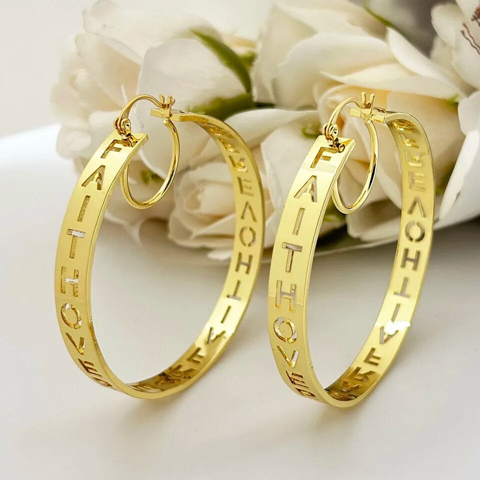 Hollow Hoop Name Earrings
