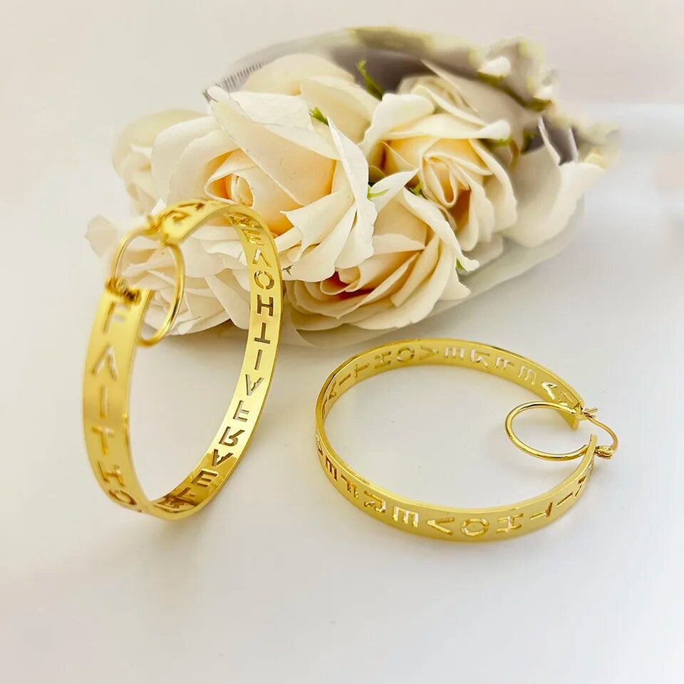Hollow Hoop Name Earrings