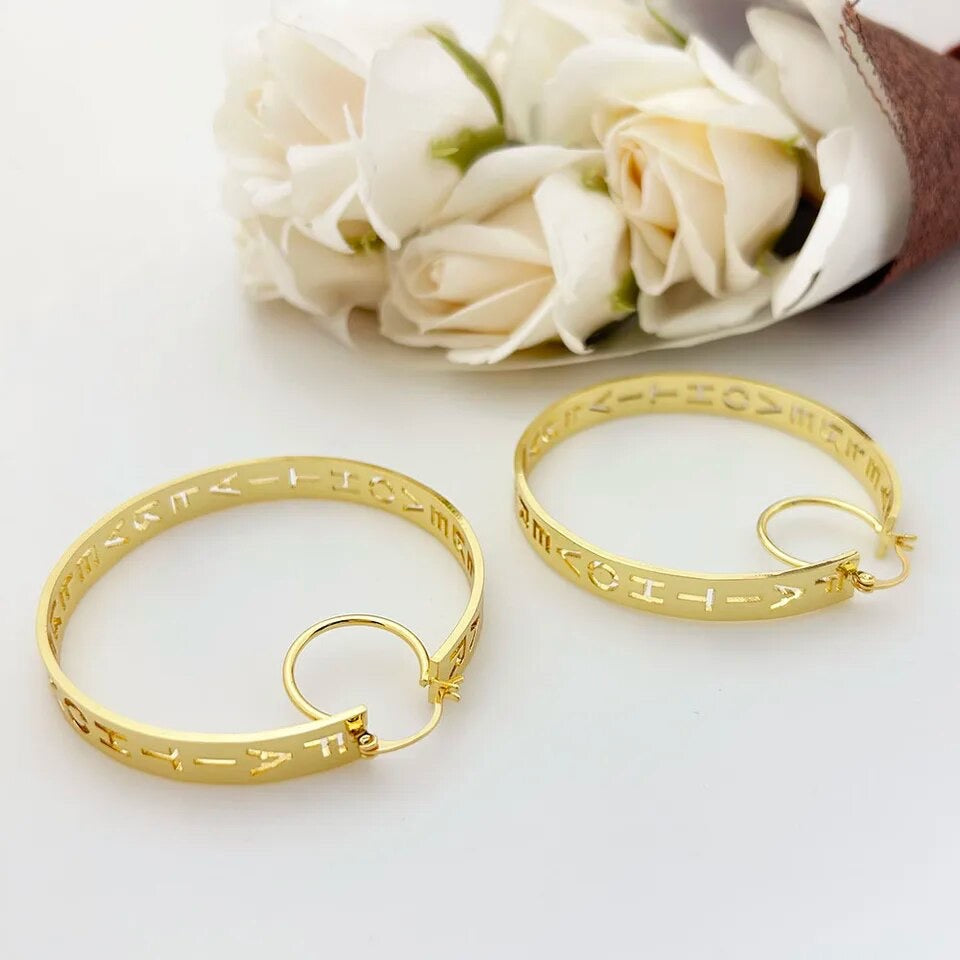 Hollow Hoop Name Earrings
