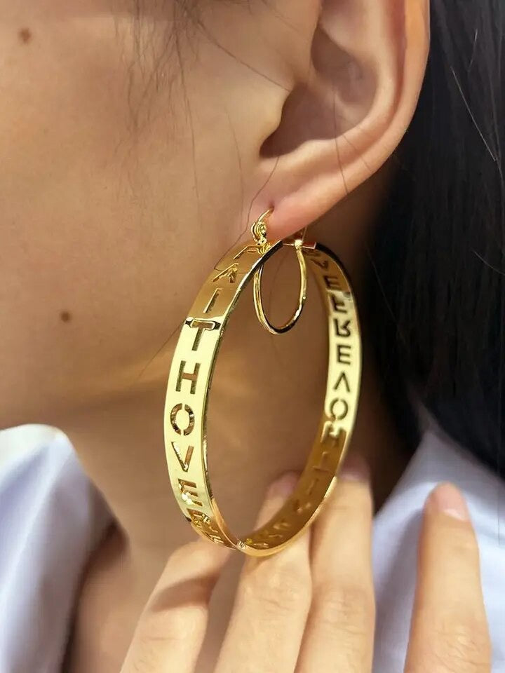 Hollow Hoop Name Earrings