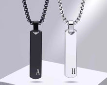 Load image into Gallery viewer, Engraved Vertical Bar Necklace for Men
