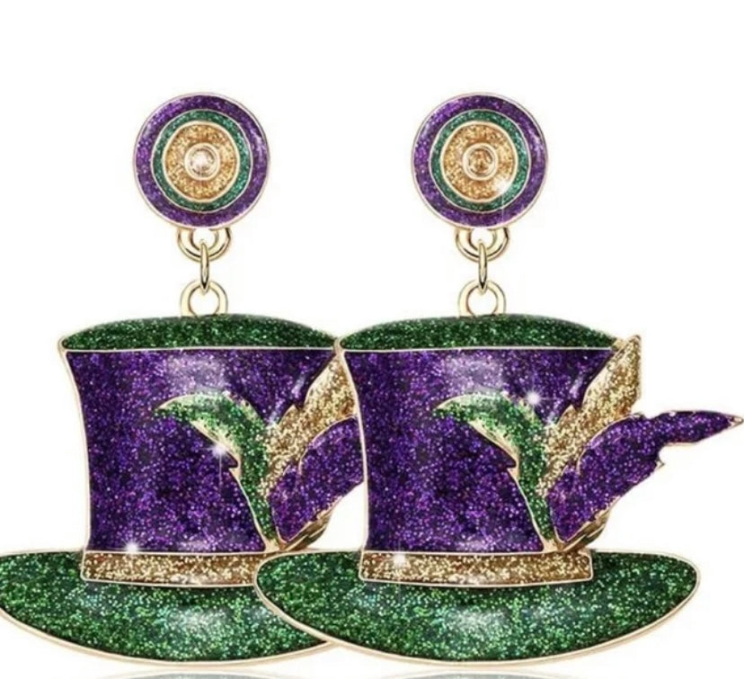 Beaded Mardi Gras Earrings