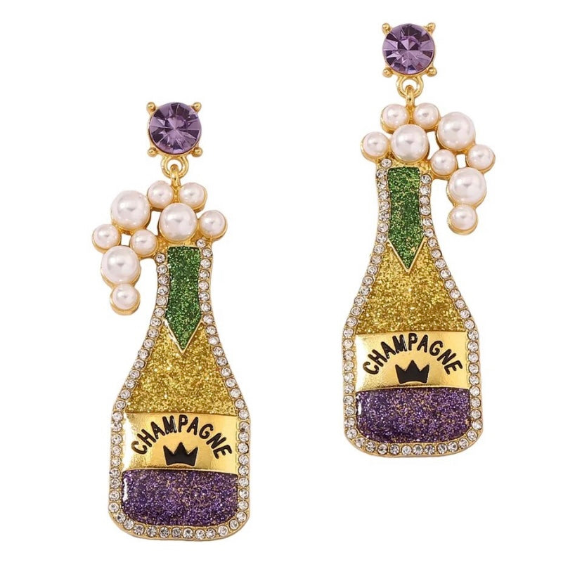 Beaded Mardi Gras Earrings