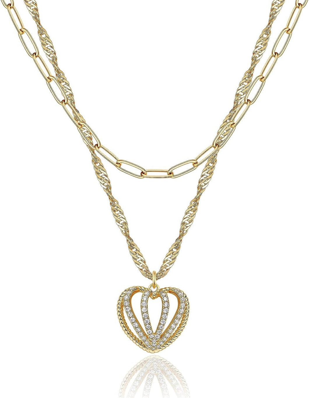 Heart Crowned Layered Necklace