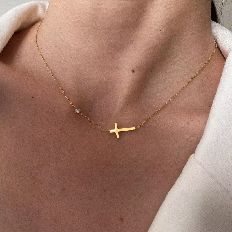 Delicate Gold Cross Necklace