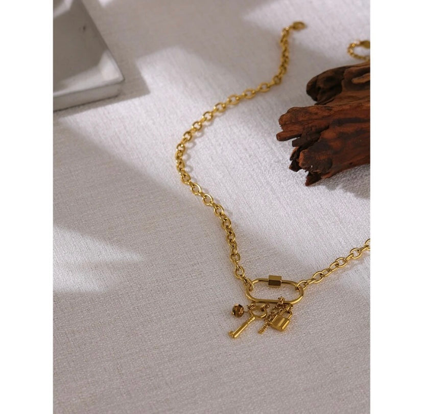 Lock and Key Charm Necklace