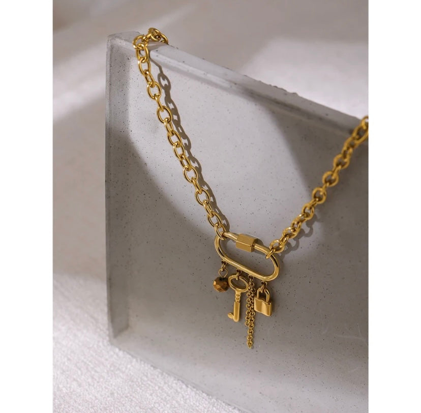 Lock and Key Charm Necklace
