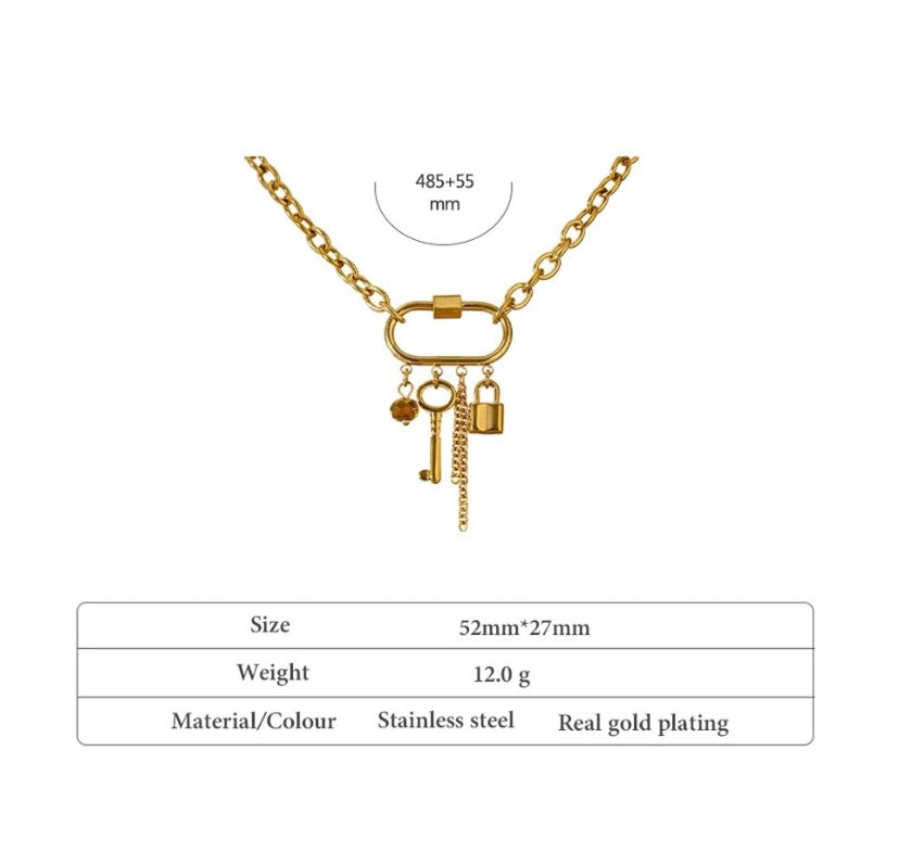Lock and Key Charm Necklace