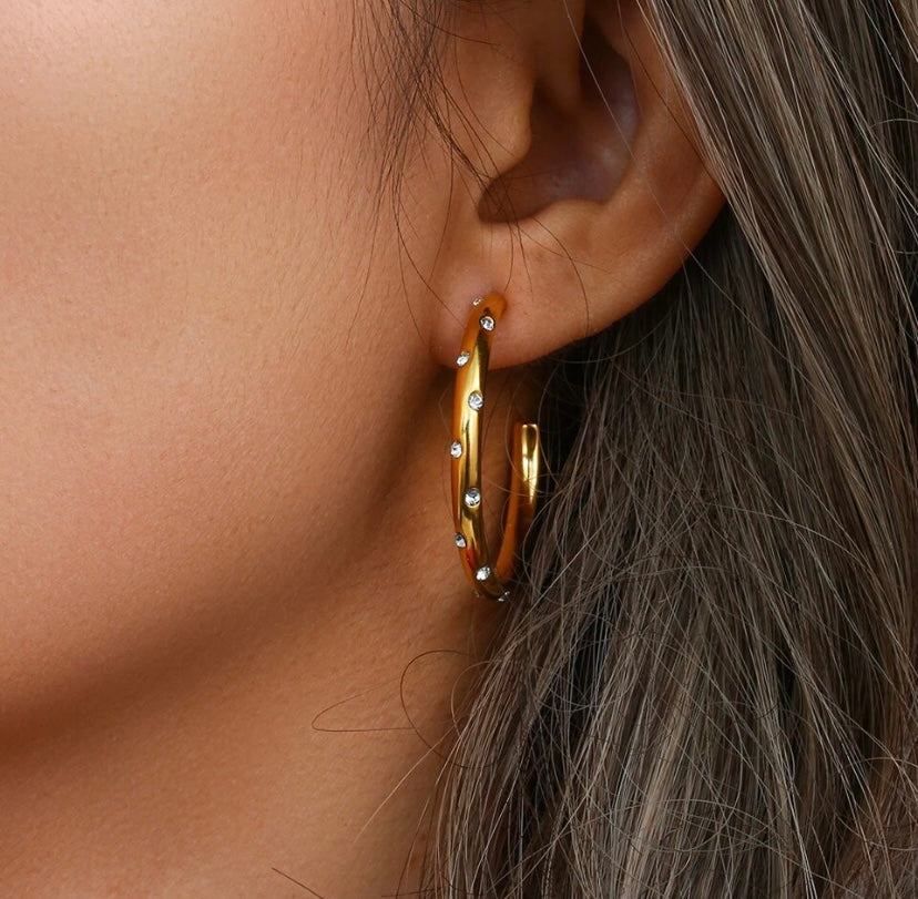 Gold Dazzle Hoop Earrings