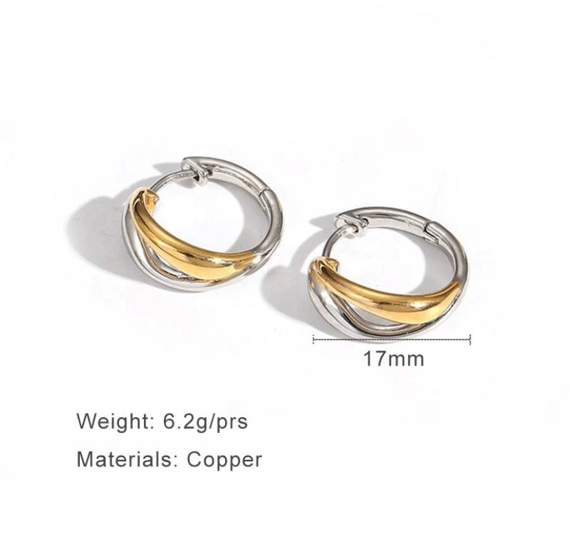 Double Chunky Steel Hoop Earrings