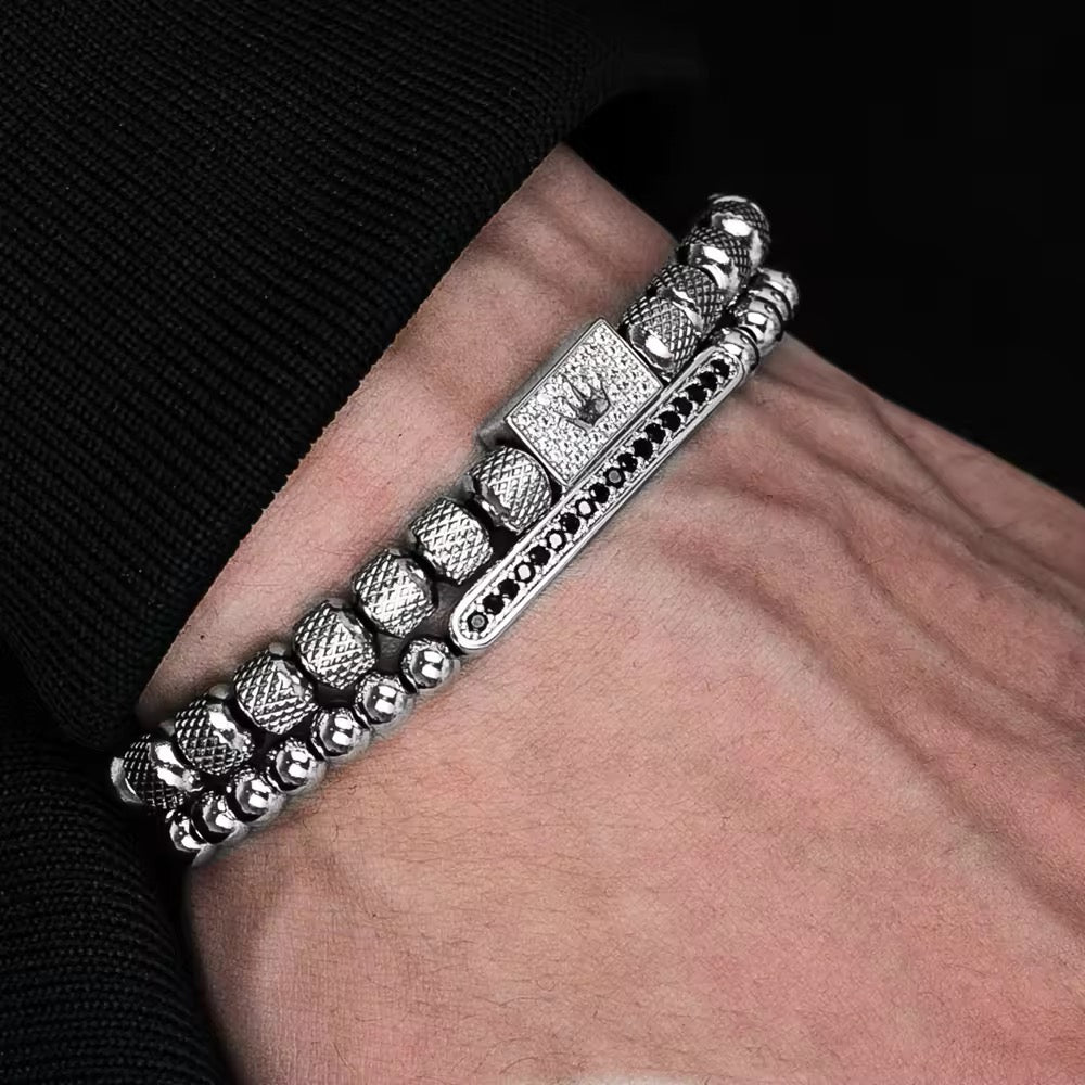 Men’s Beaded Crown Bracelet