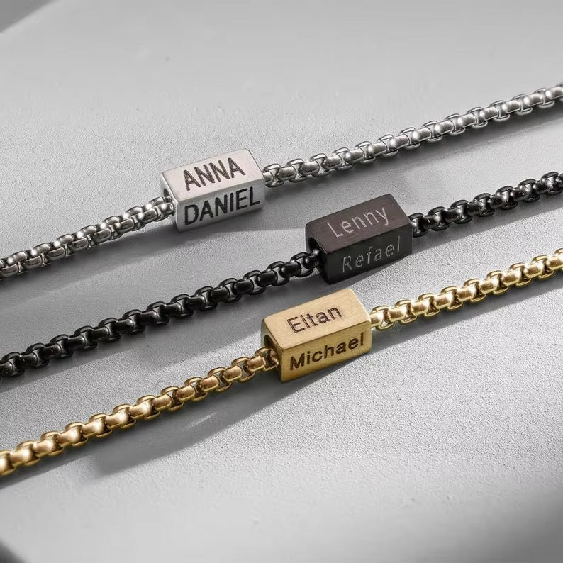 Engraved Box Chain Bracelet