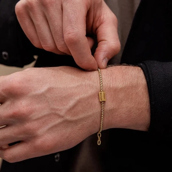 Engraved Box Chain Bracelet