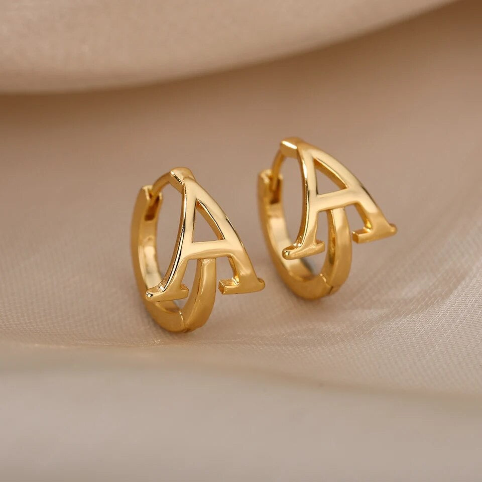 Initial Glamour Hoop Earrings