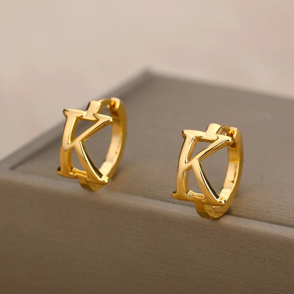 Initial Glamour Hoop Earrings