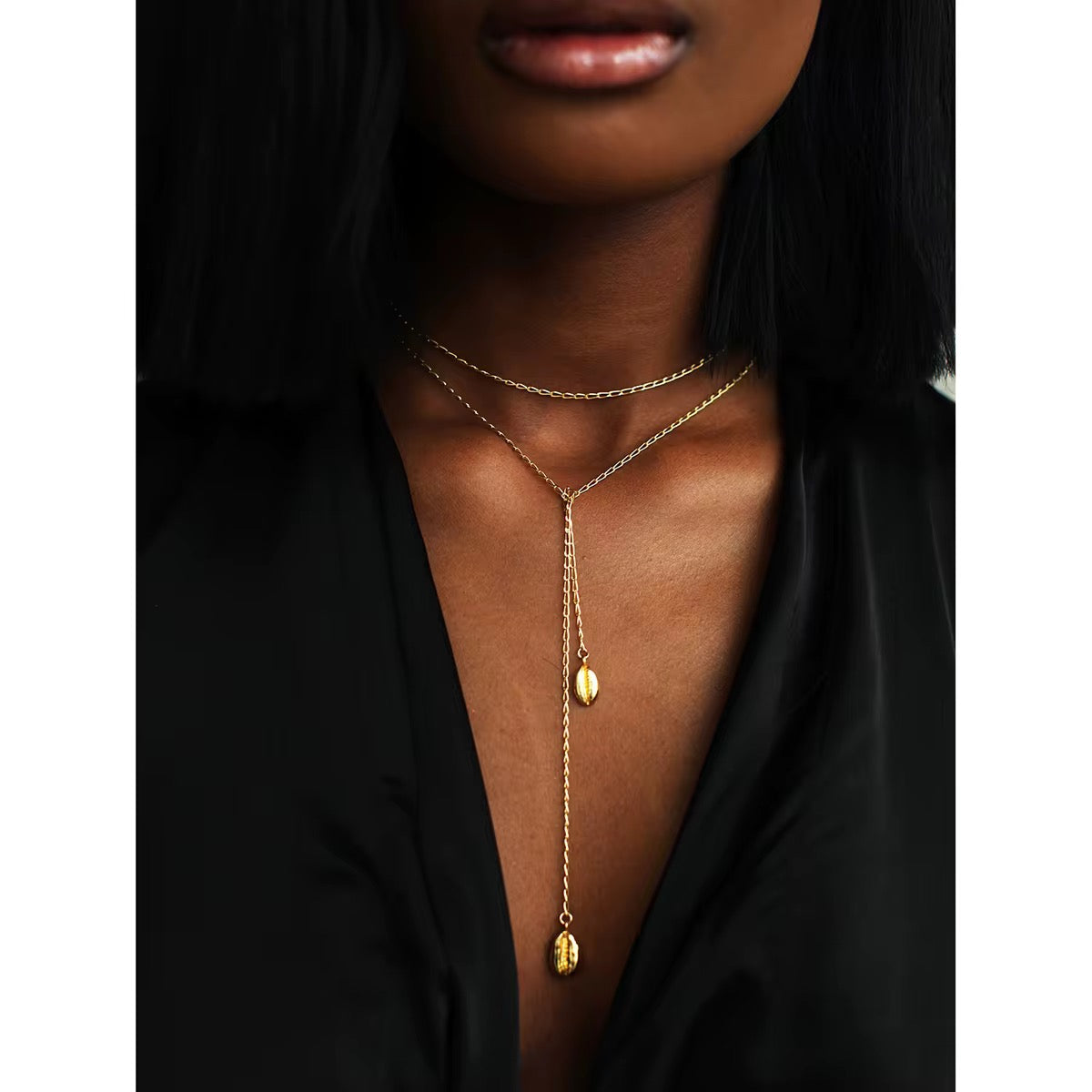 Golden Shell Drop Y-Necklace