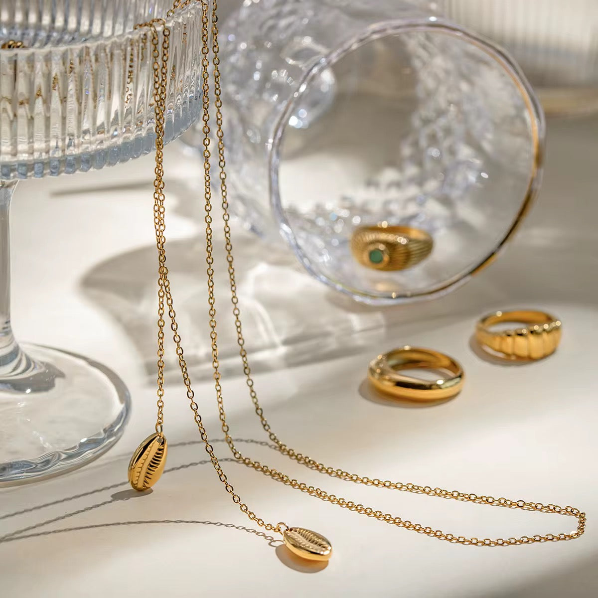 Golden Shell Drop Y-Necklace