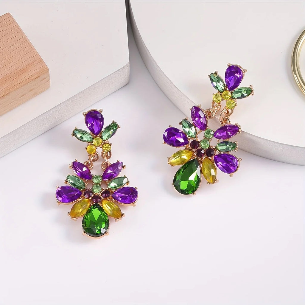 Rhinestone Mardi Gras Earrings