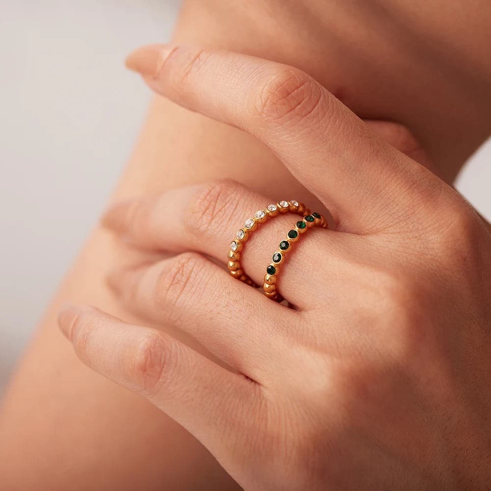 Dainty Bead Zircon Ring