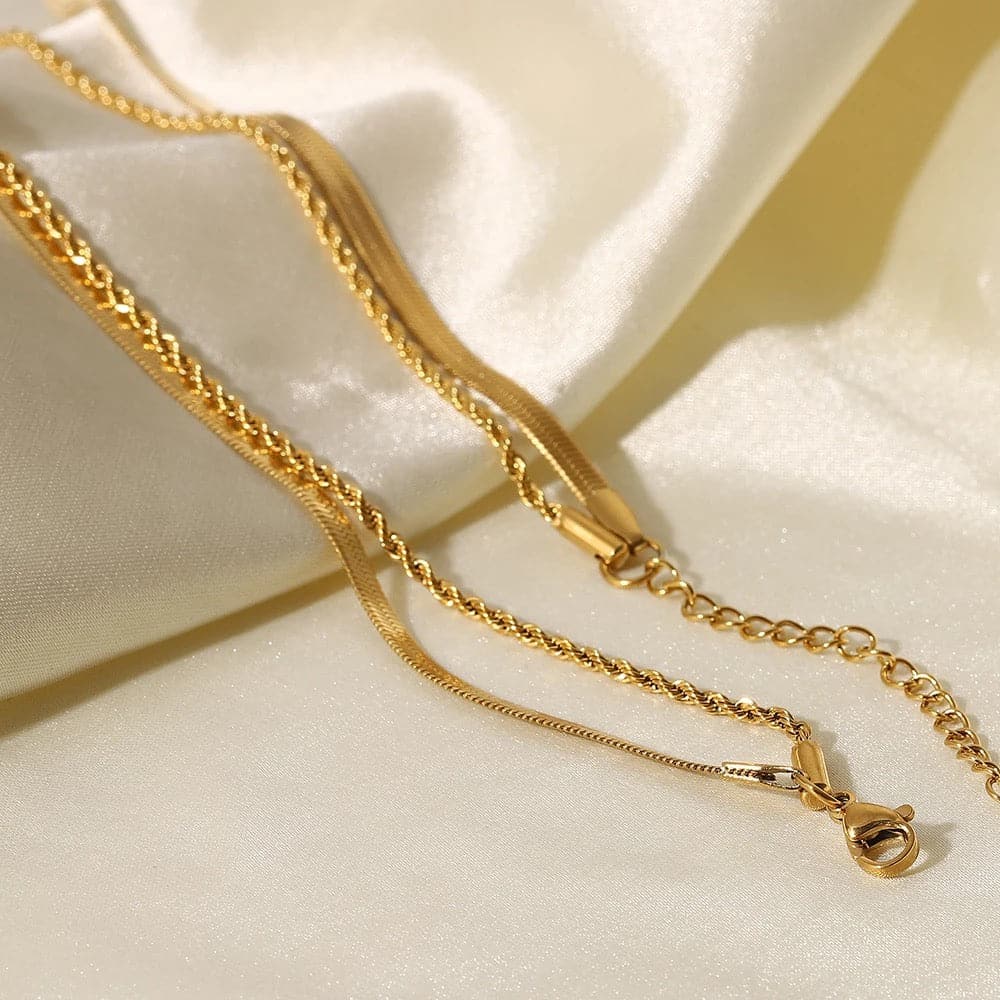 Layered Herringbone Rope Chain