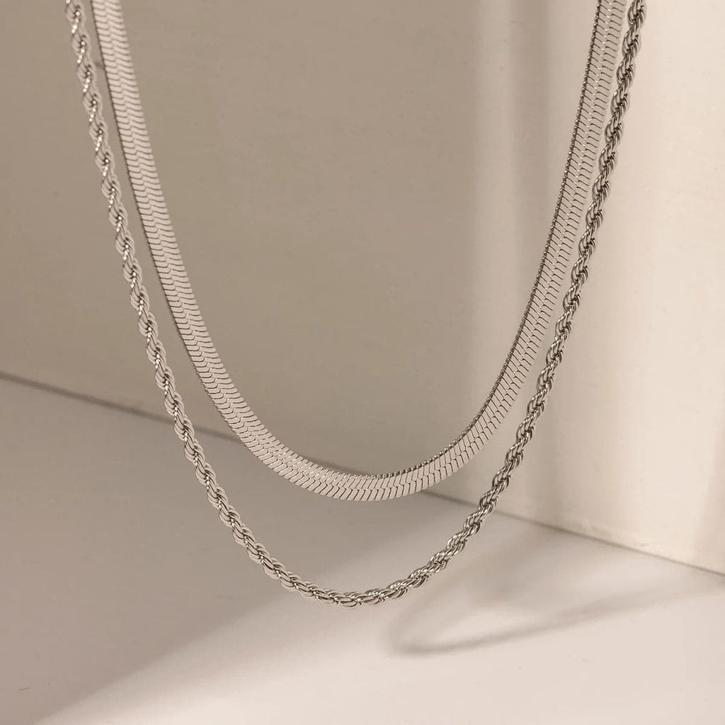 Layered Herringbone Rope Chain