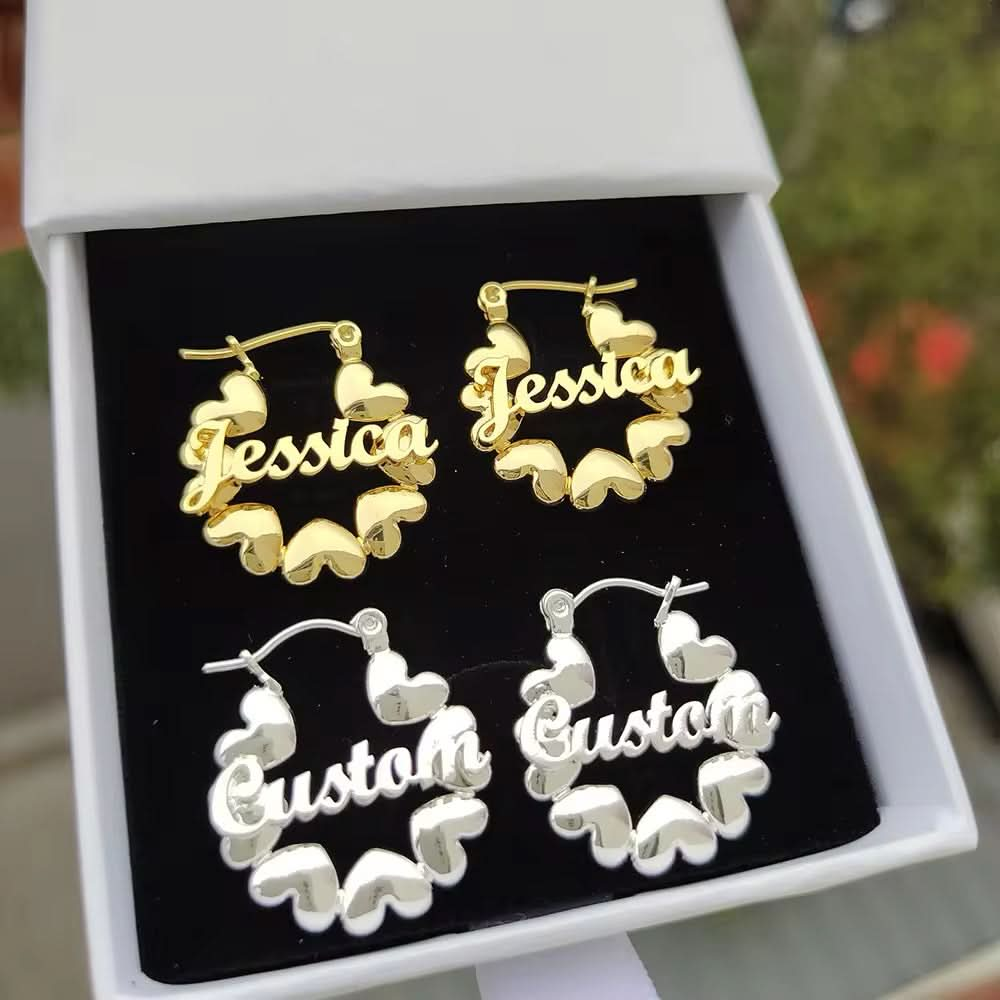 Heart Hoop Name Earrings