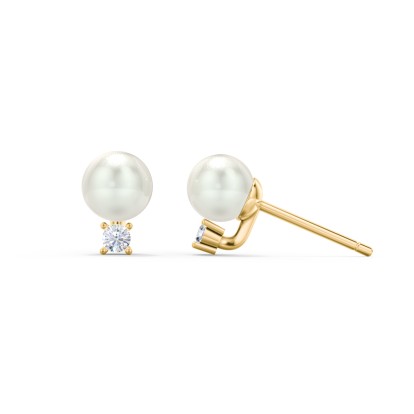Pearl Stud Earrings with CZ Crystal